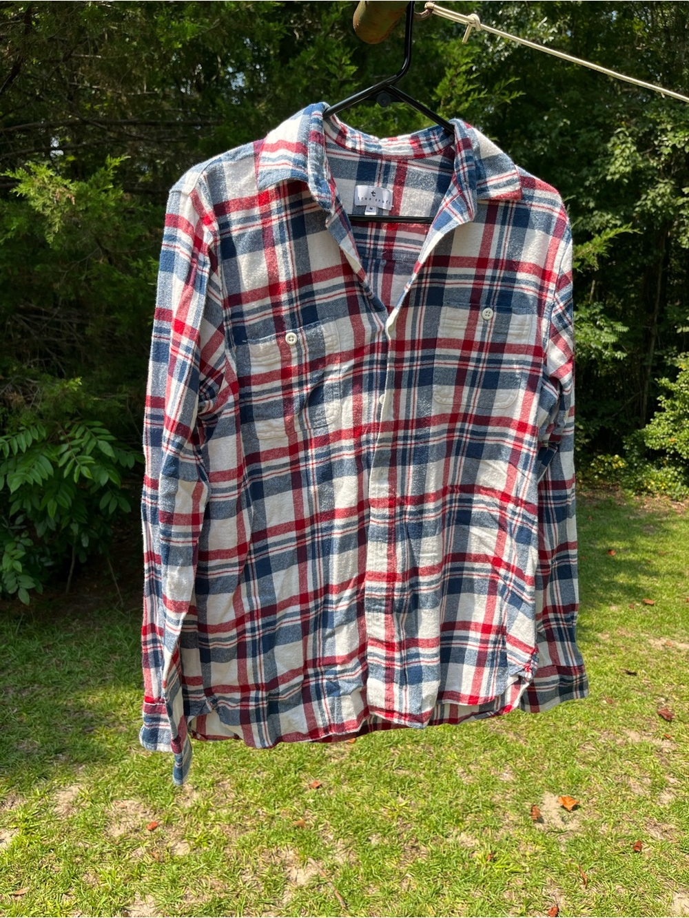 True Craft Plaid Flannel Button-Down Shirt - Red, Blue & White